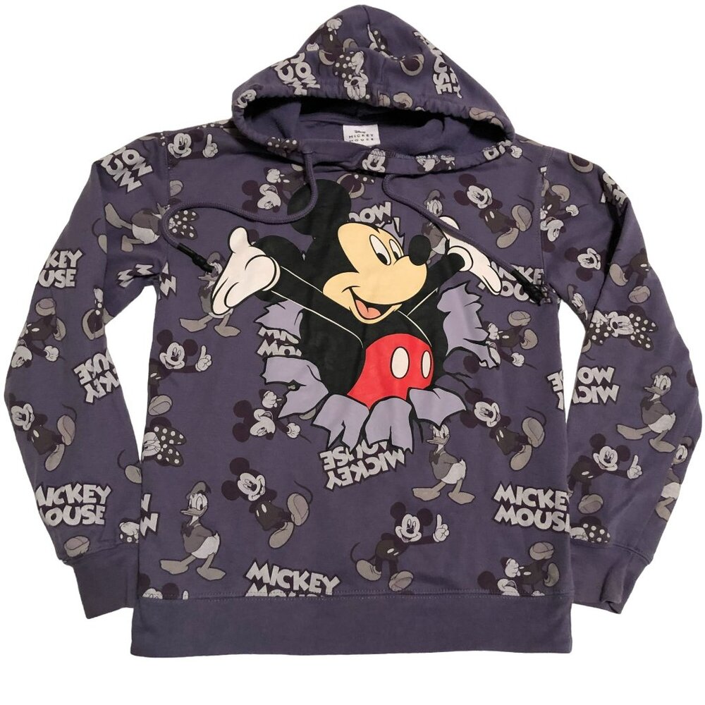 Disney Mickey Hoodie Sz S Purple Mickey Busting Out All Over Print Unisex